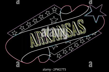 Una rotellina di scorrimento con il testo Arkansa con la bandiera dello Stato dettaglio Foto Stock