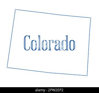 Mappa di stato profilo di Colorado su uno sfondo bianco Foto Stock