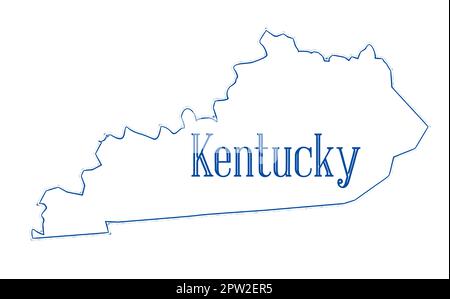 Mappa di stato profilo del Kentucky su uno sfondo bianco Foto Stock