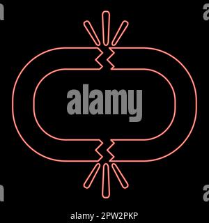 Neon collegamento interrotto colore rosso vettore illustrazione immagine stile piatto Illustrazione Vettoriale