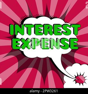 Didascalia concettuale spese di interesse, costo di approccio aziendale del debito che si è verificato durante un periodo di tempo Foto Stock