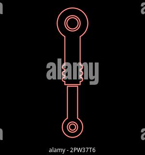 Ammortizzatore al neon sospensione colore rosso immagine vettoriale stile piatto Illustrazione Vettoriale