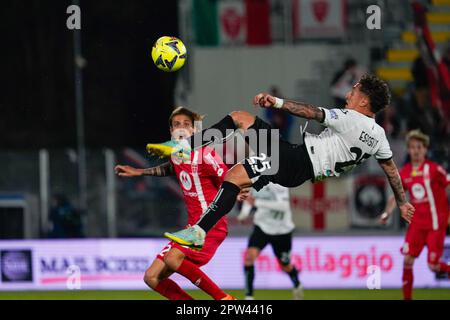 La Spezia, Italia. 28th Apr, 2023. Salvatore Esposito (Spezia Calcio) durante il campionato italiano Serie Una partita di calcio tra Spezia Calcio e AC Monza il 28 aprile 2023 allo stadio Alberto picco di la Spezia - Foto Alessio Morgese / e-Mage Credit: Alessio Morgese/Alamy Live News Foto Stock