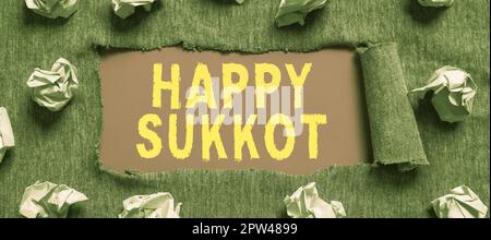 Scrittura visualizzazione testo Happy Sukkot, foto concettuale Irlanda celebrazione verde fascino fortunato e trifaccole Foto Stock