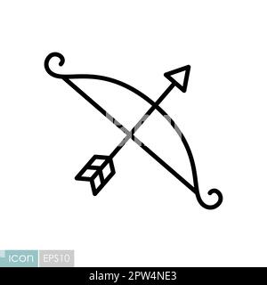 Icona del vettore freccia e arco Cupido Illustrazione Vettoriale