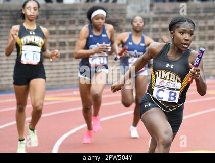 Philadelphia, Pennsylvania, Stati Uniti. 28th Apr, 2023. Aprile 28, 2023, Philadelphia PA-UMBC runner CAITLYN BOBB, in azione durante il Penn Relays a Franklin Field a Philadelphia PA (Credit Image: © Ricky Fitchett/ZUMA Press Wire) SOLO PER USO EDITORIALE! Non per USO commerciale! Credit: ZUMA Press, Inc./Alamy Live News Foto Stock