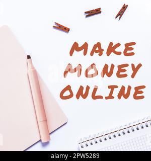 Testo scritto a mano Make Money Online, Word for Business eCommerce innovazione tecnologia Web Foto Stock