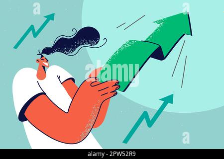 L'uomo motivato con le frecce va in su Illustrazione Vettoriale