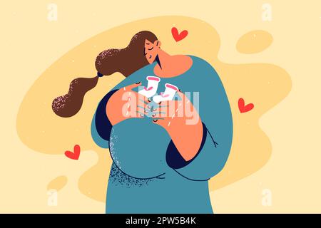 Donna incinta sorridente entusiasta della maternità Illustrazione Vettoriale