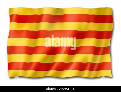 Bandiera Della Catalogna Di Senyera, Spagna. Figura 3D Foto Stock
