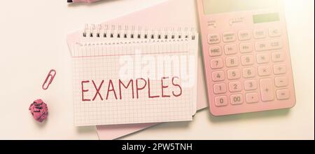 Testo che mostra esempi di ispirazione, foto del concetto Internet esempio di modello da seguire spiegazione della guida, ad esempio Foto Stock