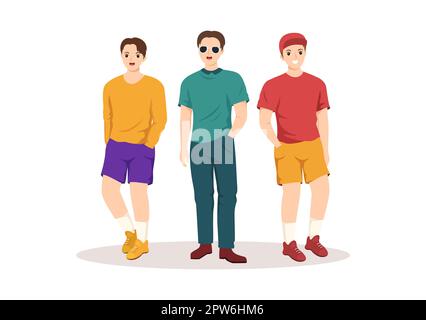 T shirt Store per l'acquisto di nuovi prodotti Abbigliamento o vestiti con vari colori e modelli in Cartoon piano modelli disegnati a mano Illustrazione Foto Stock