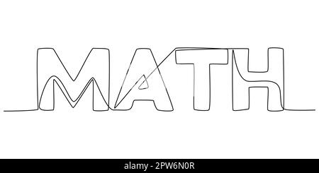 Una linea continua di parola matematica. Illustrazione Vettoriale