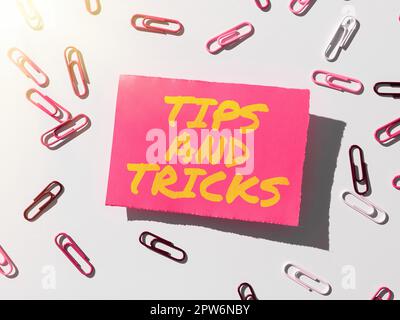 Didascalia testo Presentazione Suggerimenti e trucchi, approccio aziendale Suggerimenti per rendere le cose più facili Consigli utili soluzioni Foto Stock