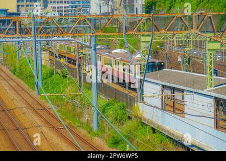 Gruppo di linee che conduce alla Stazione di Yokohama. Luogo di tiro: Yokohama-città prefettura di kanagawa Foto Stock