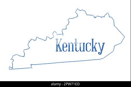 Mappa di stato profilo del Kentucky su uno sfondo bianco Foto Stock