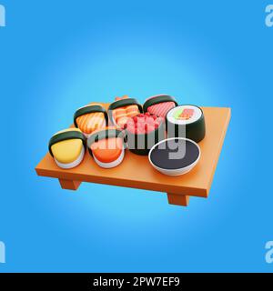 3d illustrazione del sushi asiatico del cibo Foto Stock