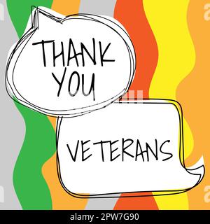 Segno di testo che mostra Thank You Veterans, Business Approach espressione di gratitudine saluti di apprezzamento Foto Stock