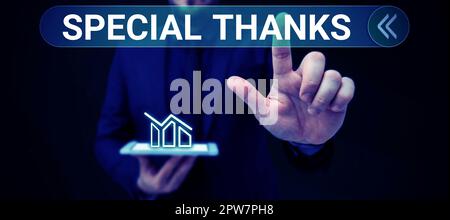 Scrittura a mano testo grazie speciali, espressione di concetto di Internet di apprezzamento o di gratitudine o di un riconoscimento Foto Stock