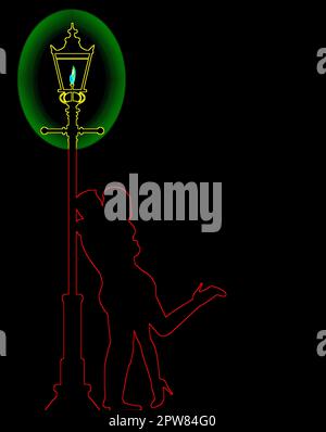 Un paio di baciare sotto la luce di un lampione gaslit Foto Stock