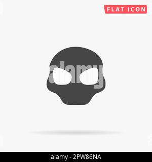 Testa aliena. Semplice simbolo nero piatto con ombra su sfondo bianco. Pittogramma di illustrazione vettoriale Illustrazione Vettoriale
