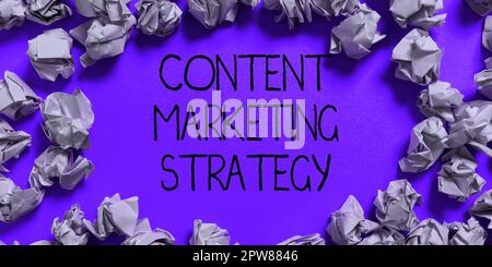 Scrittura visualizzazione testo Content Marketing Strategy, Word per la distribuzione di contenuti a destinatari online Foto Stock