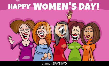 Women's Day design con fumetto felice donne Illustrazione Vettoriale