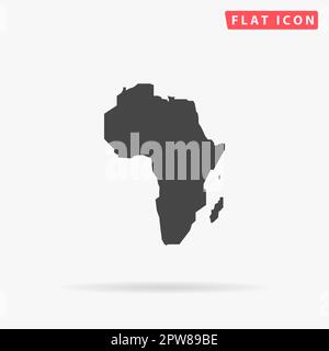 Mappa Africa. Semplice simbolo nero piatto con ombra su sfondo bianco. Pittogramma di illustrazione vettoriale Illustrazione Vettoriale