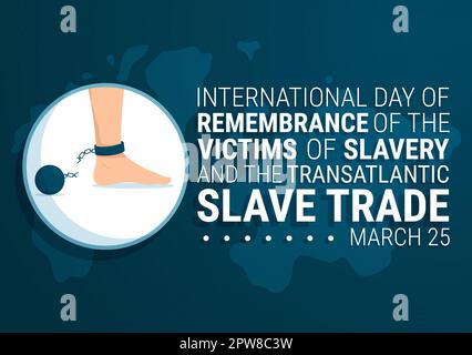 Giornata internazionale della commemorazione delle vittime della schiavitù e del commercio transatlantico degli schiavi Illustrazione disegnata a mano con manette rotte Design Illustrazione Vettoriale
