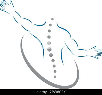 Persona in movimento, colonna vertebrale, ortopedia, chiropratico, massaggio, fisioterapia, logo, icona Illustrazione Vettoriale