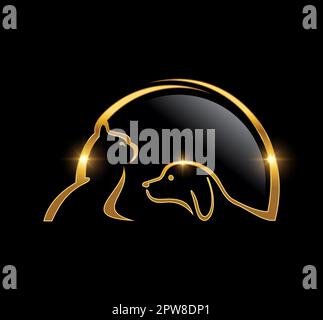 Icona vettoriale con logo Golden Cat and Dog Illustrazione Vettoriale