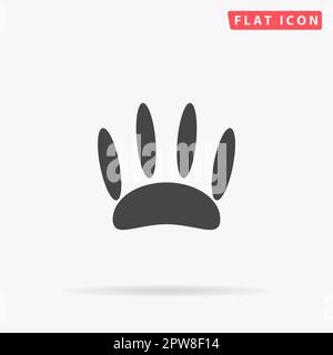 Impronta animale. Semplice simbolo nero piatto con ombra su sfondo bianco. Pittogramma di illustrazione vettoriale Illustrazione Vettoriale