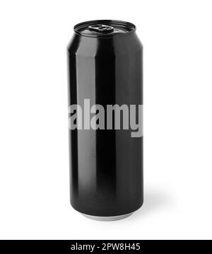 Alluminio nero mockup isolato su sfondo bianco. la soda in alluminio da 500ml ml può essere simulata. Foto Stock