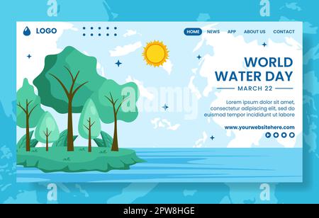 World Water Day Social Media Landing Page Flat Cartoon modelli disegnati a mano Illustrazione Illustrazione Vettoriale