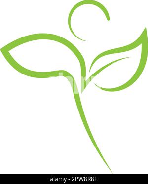 Persona, umano e foglie, chiropratico, naturopata e logo giardiniere, icona Illustrazione Vettoriale