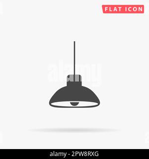 Lampada da soffitto. Semplice simbolo nero piatto con ombra su sfondo bianco. Pittogramma di illustrazione vettoriale Illustrazione Vettoriale