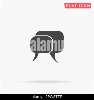 Citazione dialogo. Semplice simbolo nero piatto con ombra su sfondo bianco. Pittogramma di illustrazione vettoriale Illustrazione Vettoriale