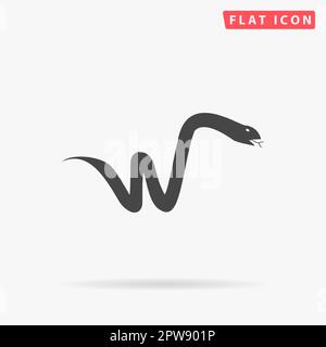 Serpente. Semplice simbolo nero piatto con ombra su sfondo bianco. Pittogramma di illustrazione vettoriale Illustrazione Vettoriale