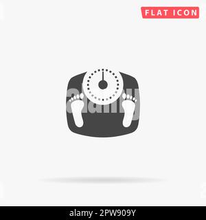 Bilancia da bagno con impronte. Semplice simbolo nero piatto con ombra su sfondo bianco. Pittogramma di illustrazione vettoriale Illustrazione Vettoriale