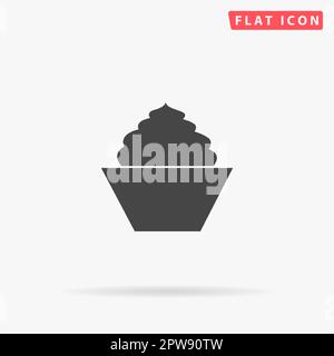 Cupcake. Semplice simbolo nero piatto con ombra su sfondo bianco. Pittogramma di illustrazione vettoriale Illustrazione Vettoriale