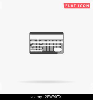 Carta di credito. Semplice simbolo nero piatto con ombra su sfondo bianco. Pittogramma di illustrazione vettoriale Illustrazione Vettoriale