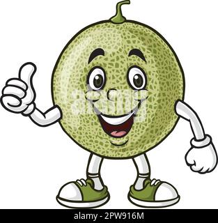 Personaggio di melone cartoon che dà un pollice in su Illustrazione Vettoriale