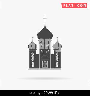 Chiesa. Semplice simbolo nero piatto con ombra su sfondo bianco. Pittogramma di illustrazione vettoriale Illustrazione Vettoriale