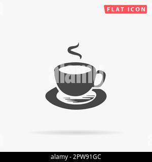 Tazza di caffè. Semplice simbolo nero piatto con ombra su sfondo bianco. Pittogramma di illustrazione vettoriale Illustrazione Vettoriale