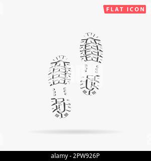 Pulire le impronte dei pattini. Semplice simbolo nero piatto con ombra su sfondo bianco. Pittogramma di illustrazione vettoriale Illustrazione Vettoriale