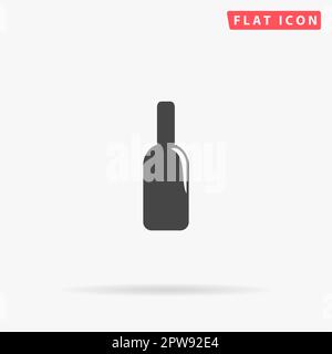 Bottiglia di alcool. Semplice simbolo nero piatto con ombra su sfondo bianco. Pittogramma di illustrazione vettoriale Illustrazione Vettoriale
