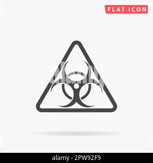 Rischio biologico. Semplice simbolo nero piatto con ombra su sfondo bianco. Pittogramma di illustrazione vettoriale Illustrazione Vettoriale