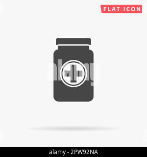 Contenitore medico. Semplice simbolo nero piatto con ombra su sfondo bianco. Pittogramma di illustrazione vettoriale Illustrazione Vettoriale