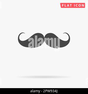 Baffi. Semplice simbolo nero piatto con ombra su sfondo bianco. Pittogramma di illustrazione vettoriale Illustrazione Vettoriale