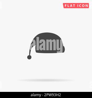 Cappello di Babbo Natale. Semplice simbolo nero piatto con ombra su sfondo bianco. Pittogramma di illustrazione vettoriale Illustrazione Vettoriale